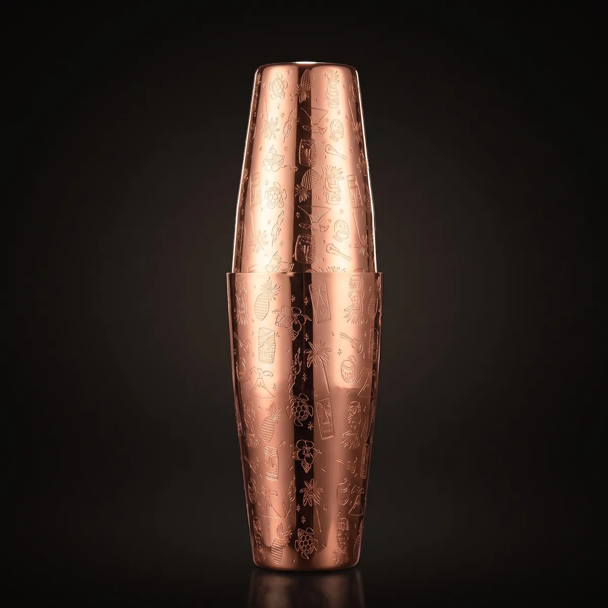 Copper engraved Boston shaker 650 + 850 ml, front view