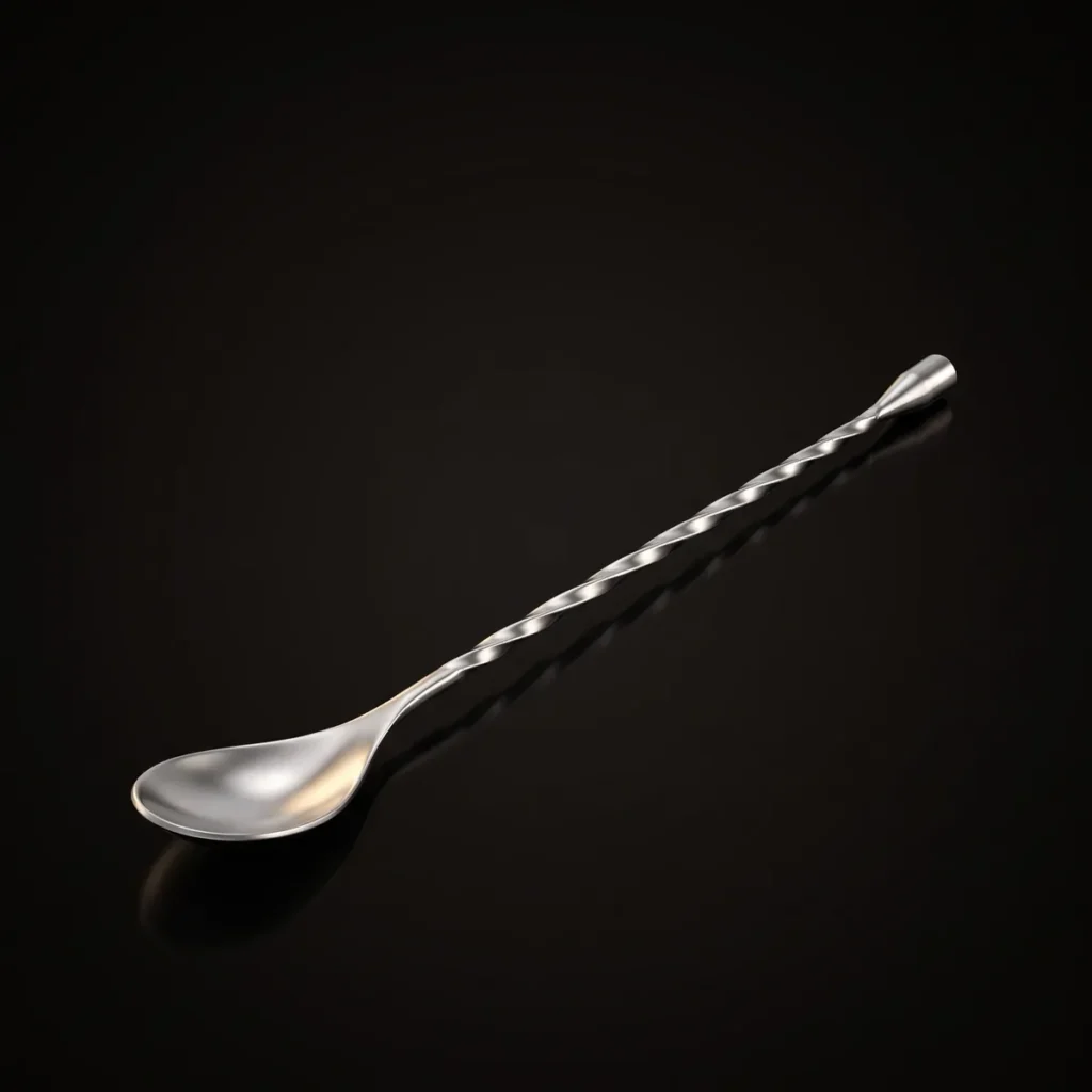 Twisted bar spoon 30 cm, silver, top view