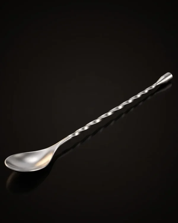 Twisted bar spoon 30 cm, silver, top view