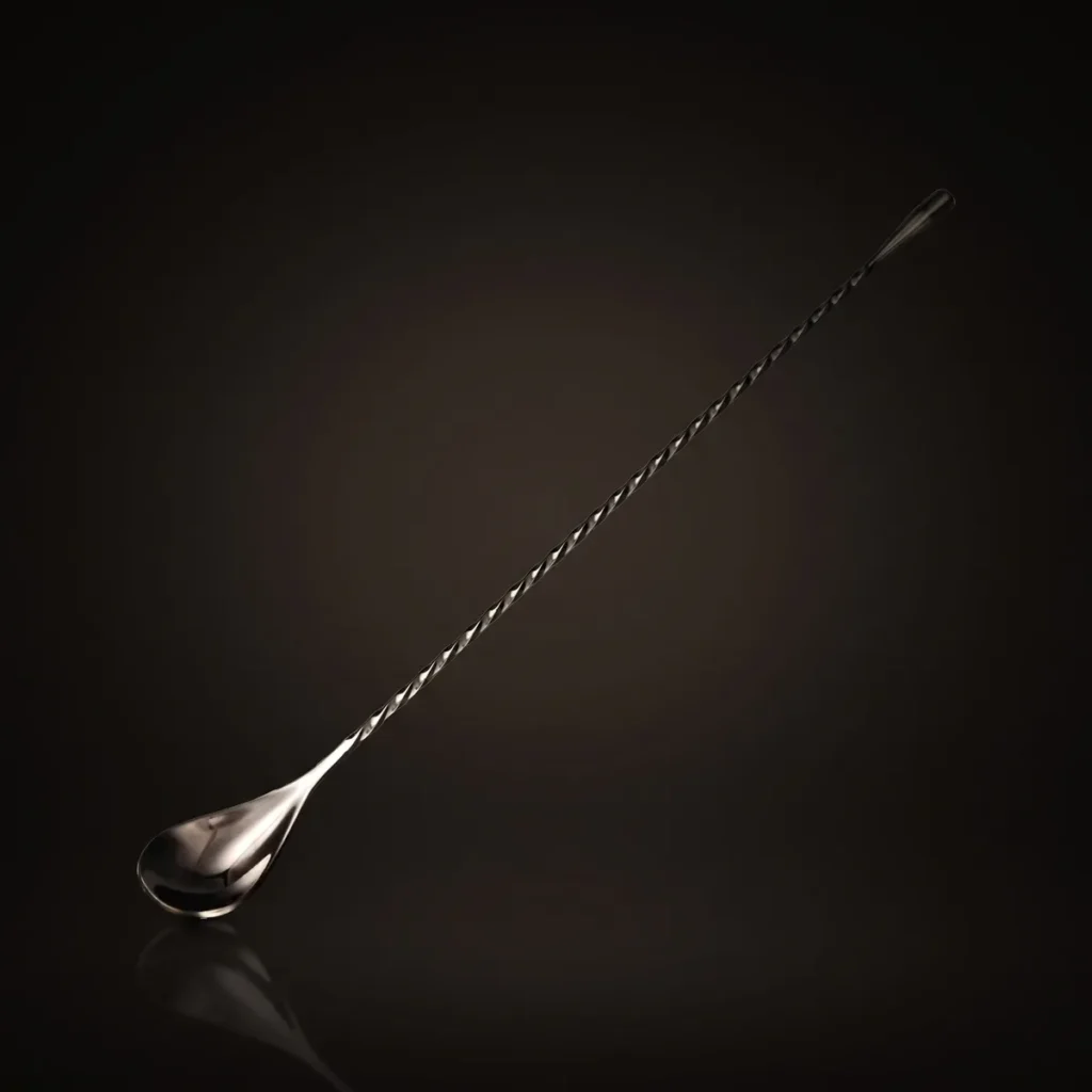 Twisted bar spoon 30 cm, black, front view