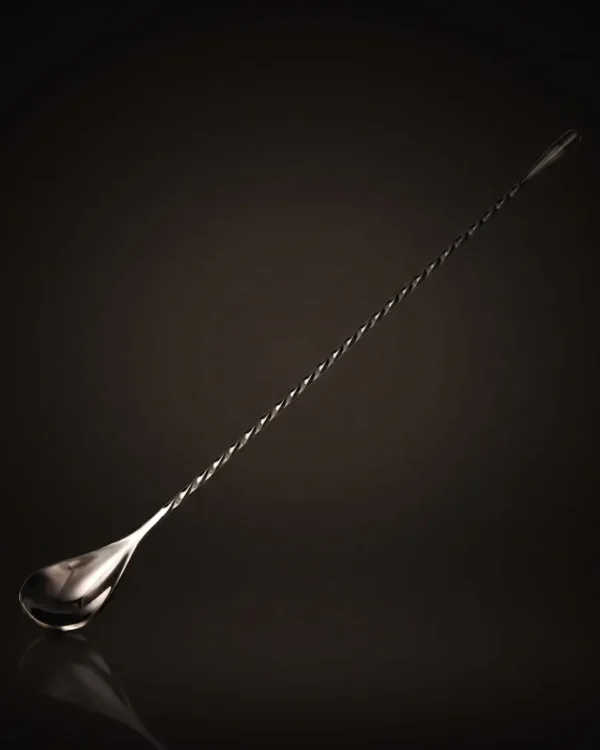 Twisted bar spoon 30 cm, black, front view