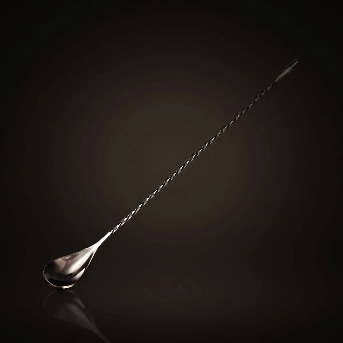 Twisted bar spoon 30 cm, black, front view