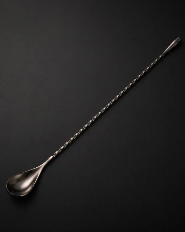 Twisted bar spoon 30 cm, black, top view
