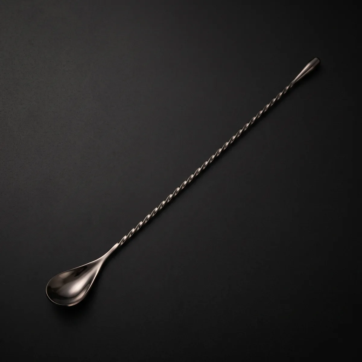 Twisted bar spoon 30 cm, black, top view