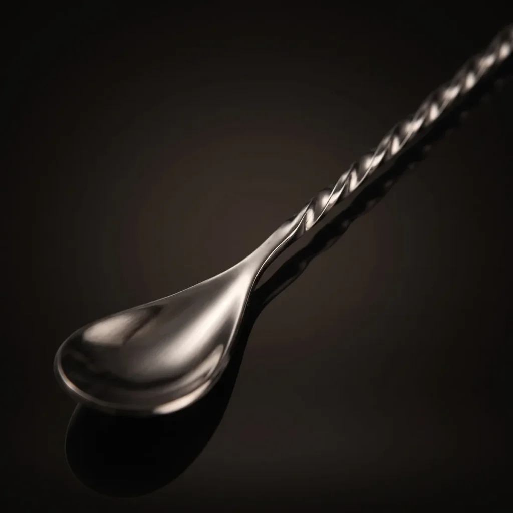 Twisted bar spoon 30 cm, black, three-quarter view
