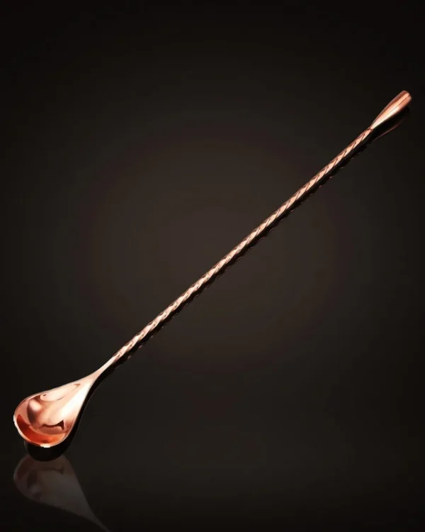 Twisted bar spoon 30 cm, rose gold, front view