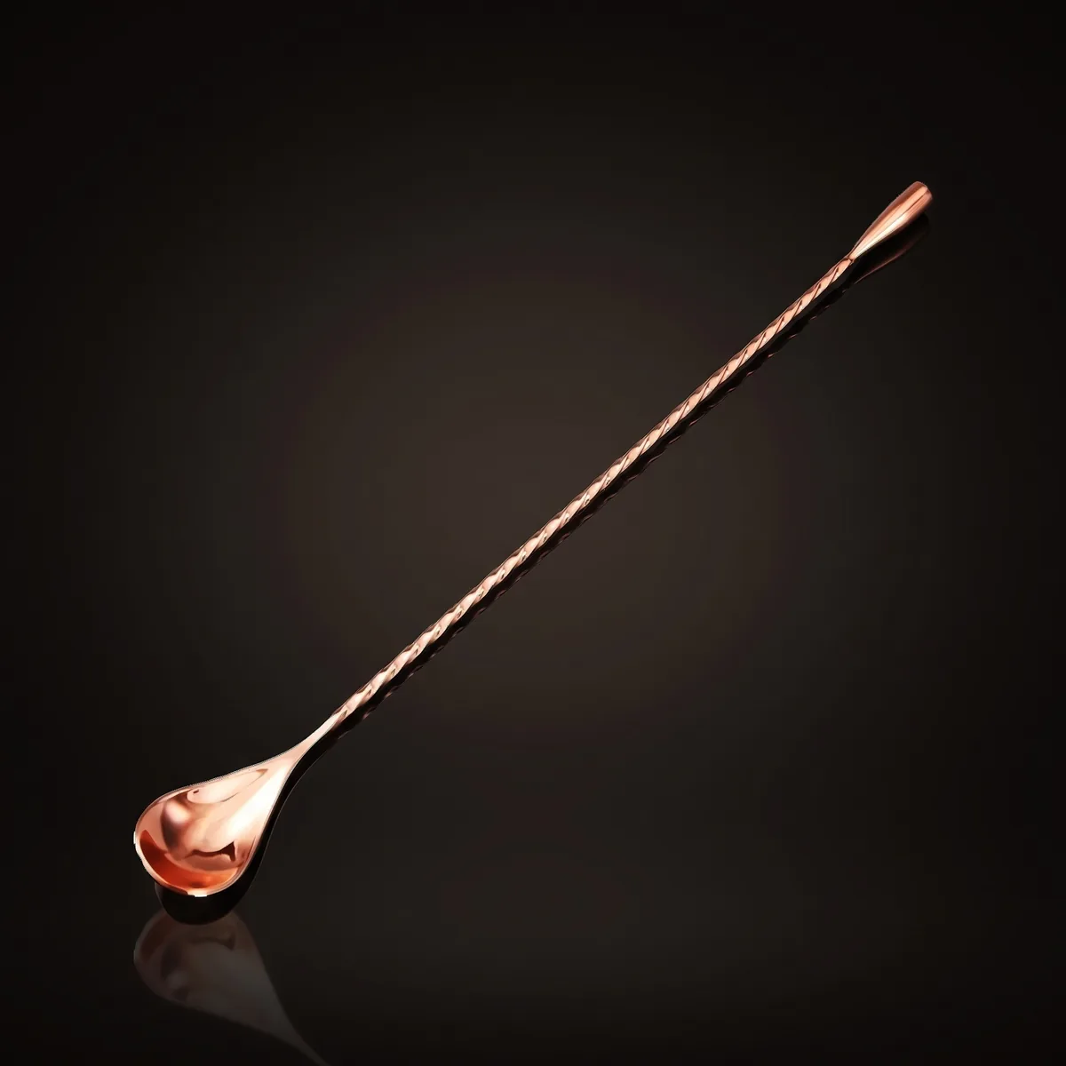 Twisted bar spoon 30 cm, rose gold, front view