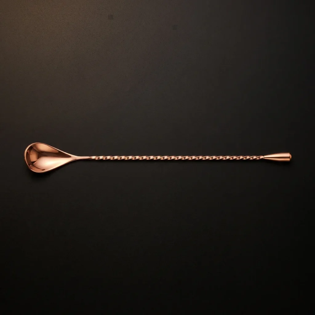 Twisted bar spoon 30 cm, rose gold, top view