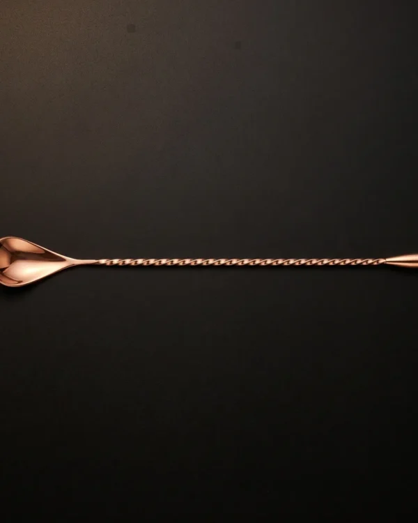Twisted bar spoon 30 cm, rose gold, top view