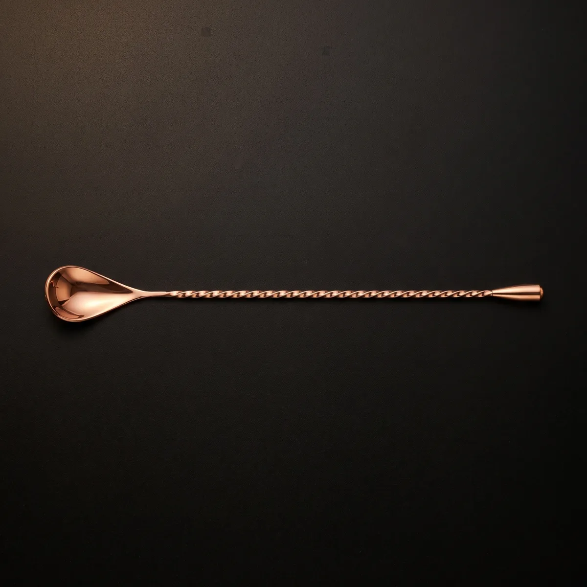 Twisted bar spoon 30 cm, rose gold, top view