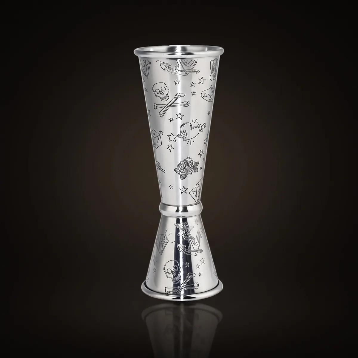 Engraved double jigger 30/60 ml, front view