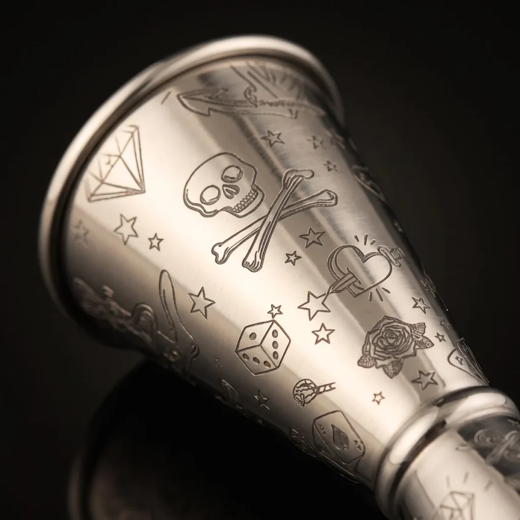 Engraved double jigger 30/60 ml, three-quarter view