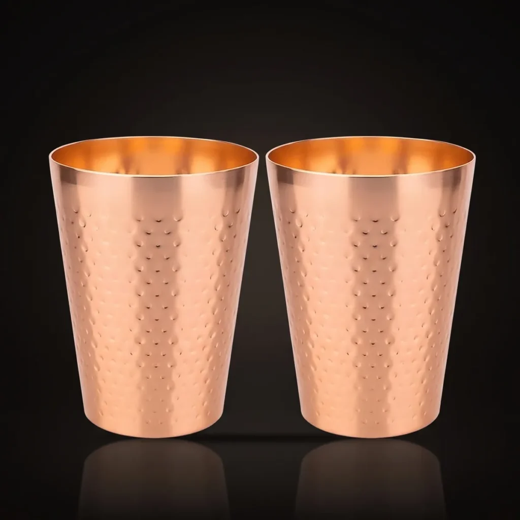 Hammered copper-colour tumblers 430 ml, set of 2, front view