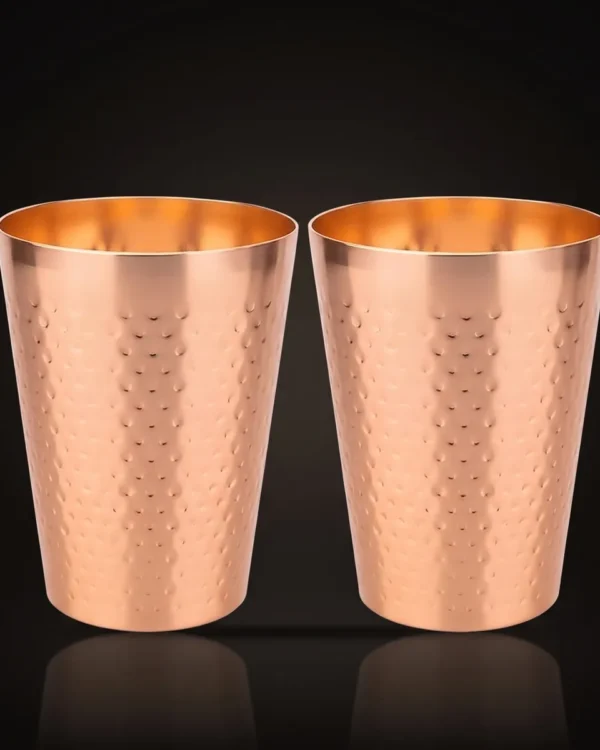 Hammered copper-colour tumblers 430 ml, set of 2, front view