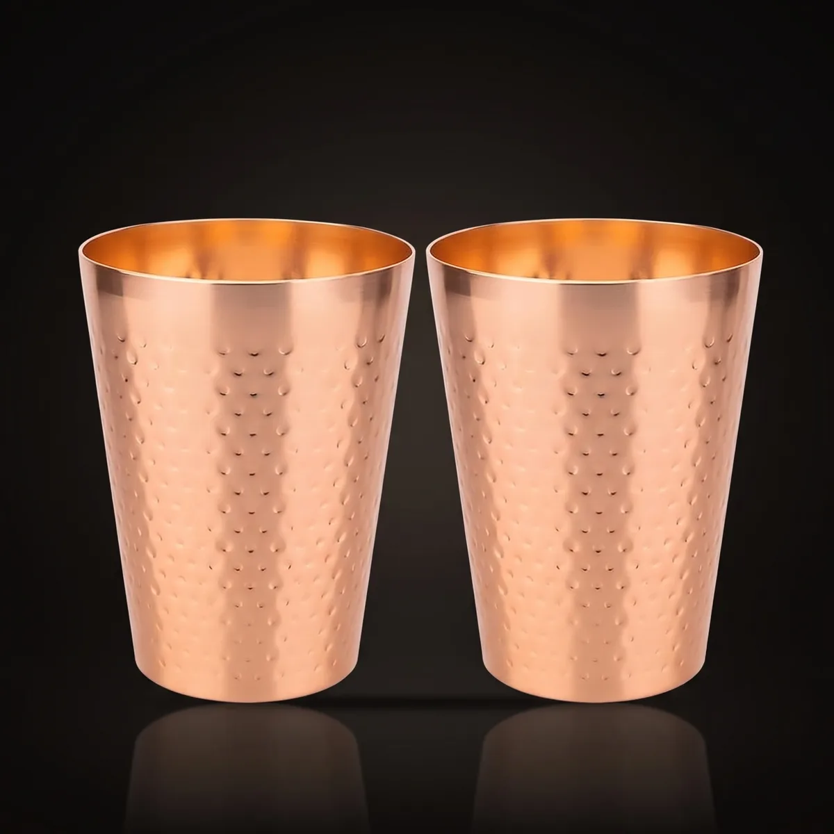 Hammered copper-colour tumblers 430 ml, set of 2, front view