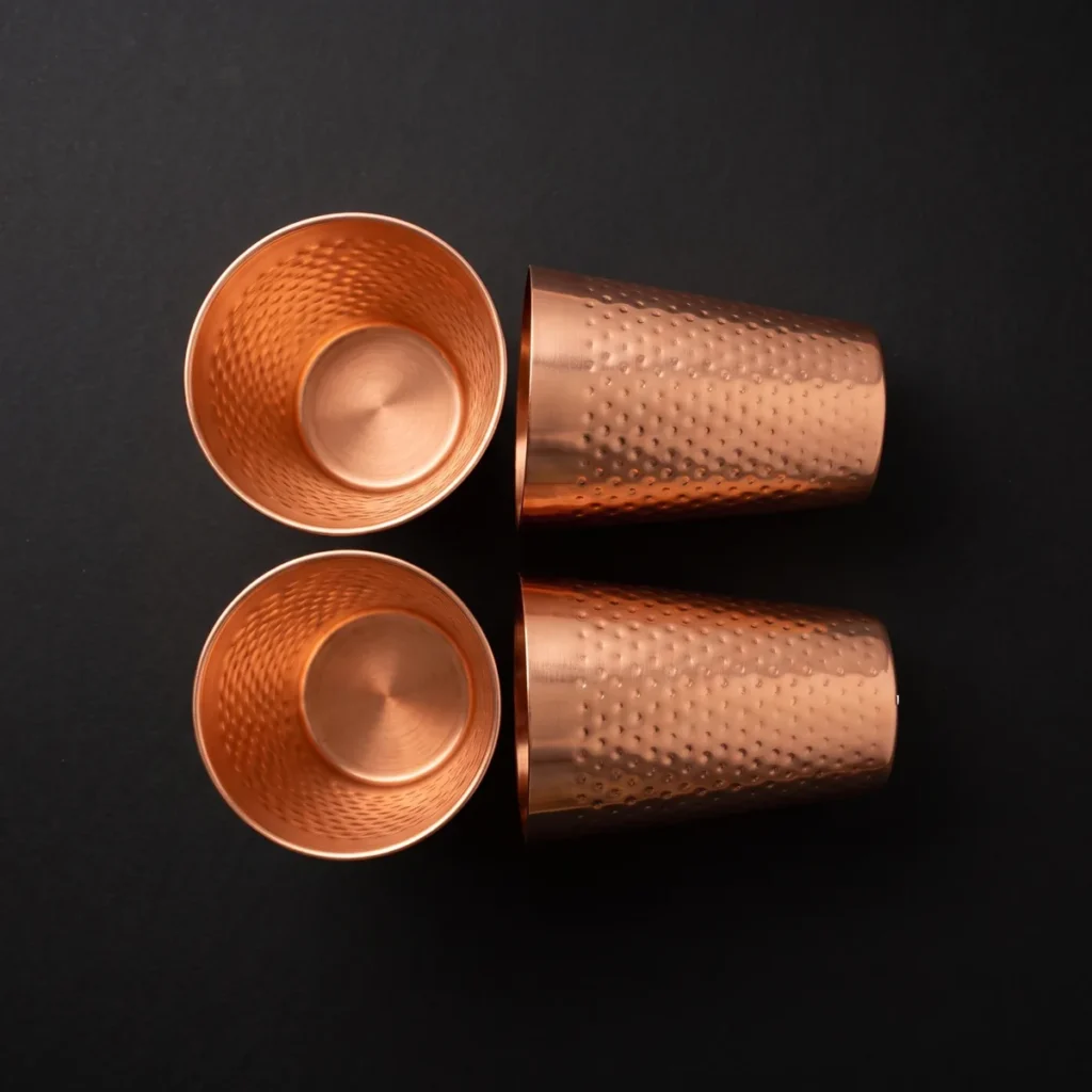 Hammered copper-colour tumblers 430 ml, set of 2, top view