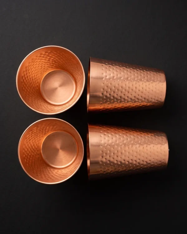 Hammered copper-colour tumblers 430 ml, set of 2, top view