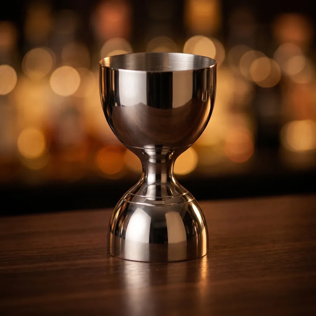 2-in-1 graduated jigger 30/60 ml, on a bar counter
