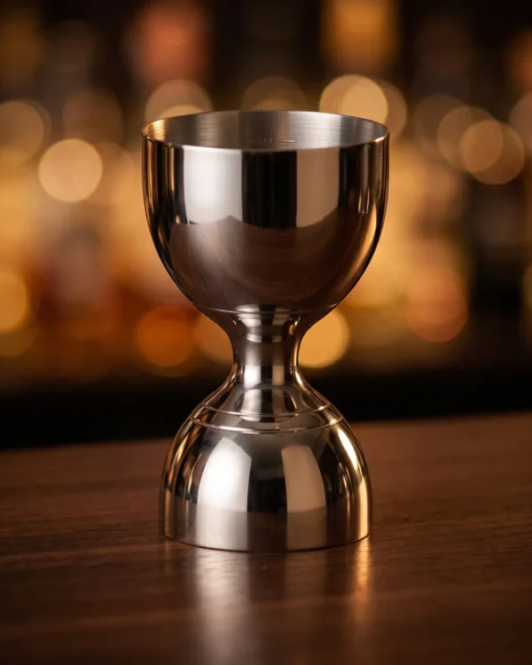 2-in-1 graduated jigger 30/60 ml, on a bar counter