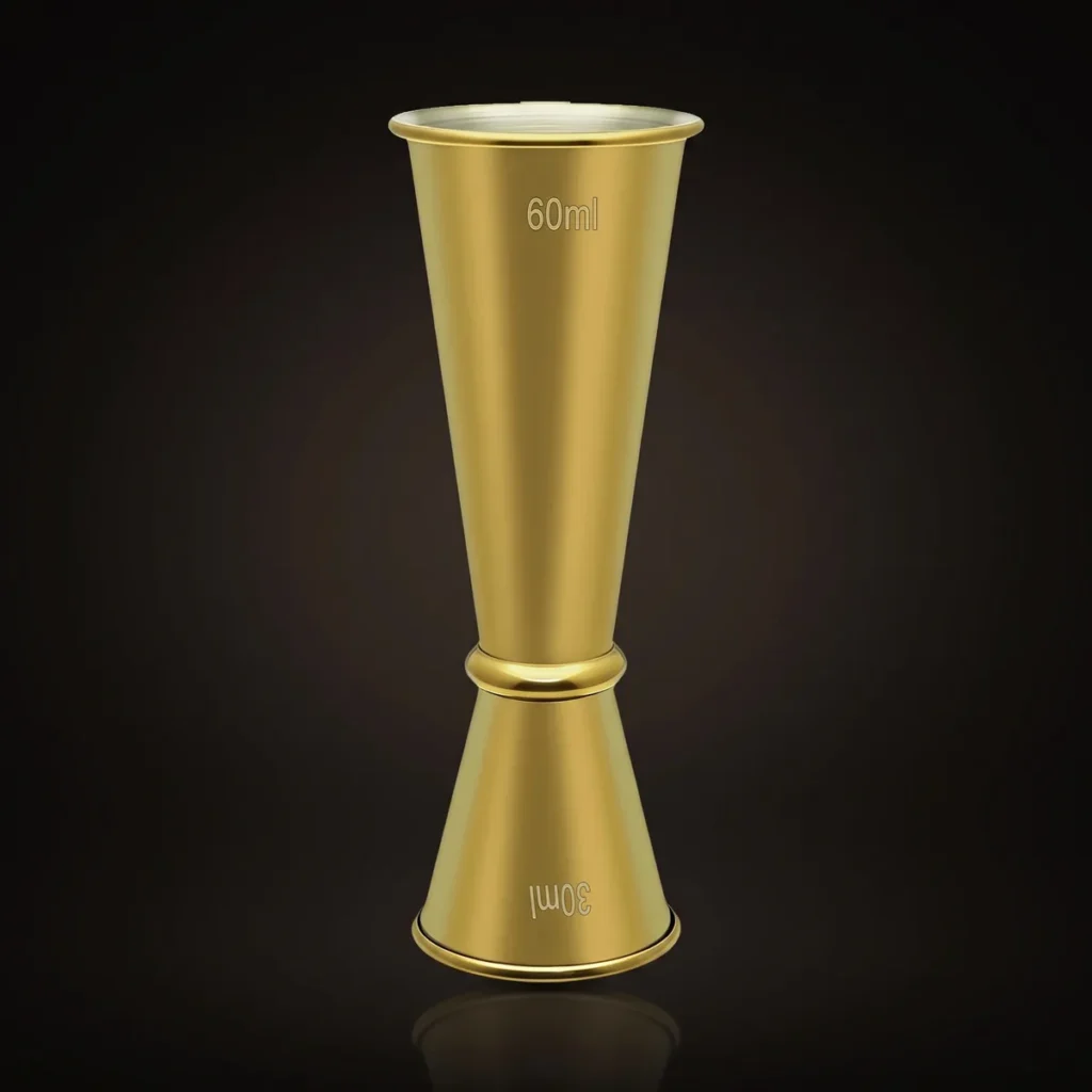 Graduated Japanese jigger 30/60 ml, gold, front view