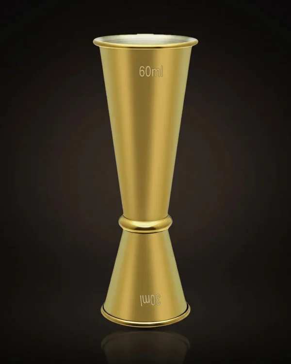 Graduated Japanese jigger 30/60 ml, gold, front view