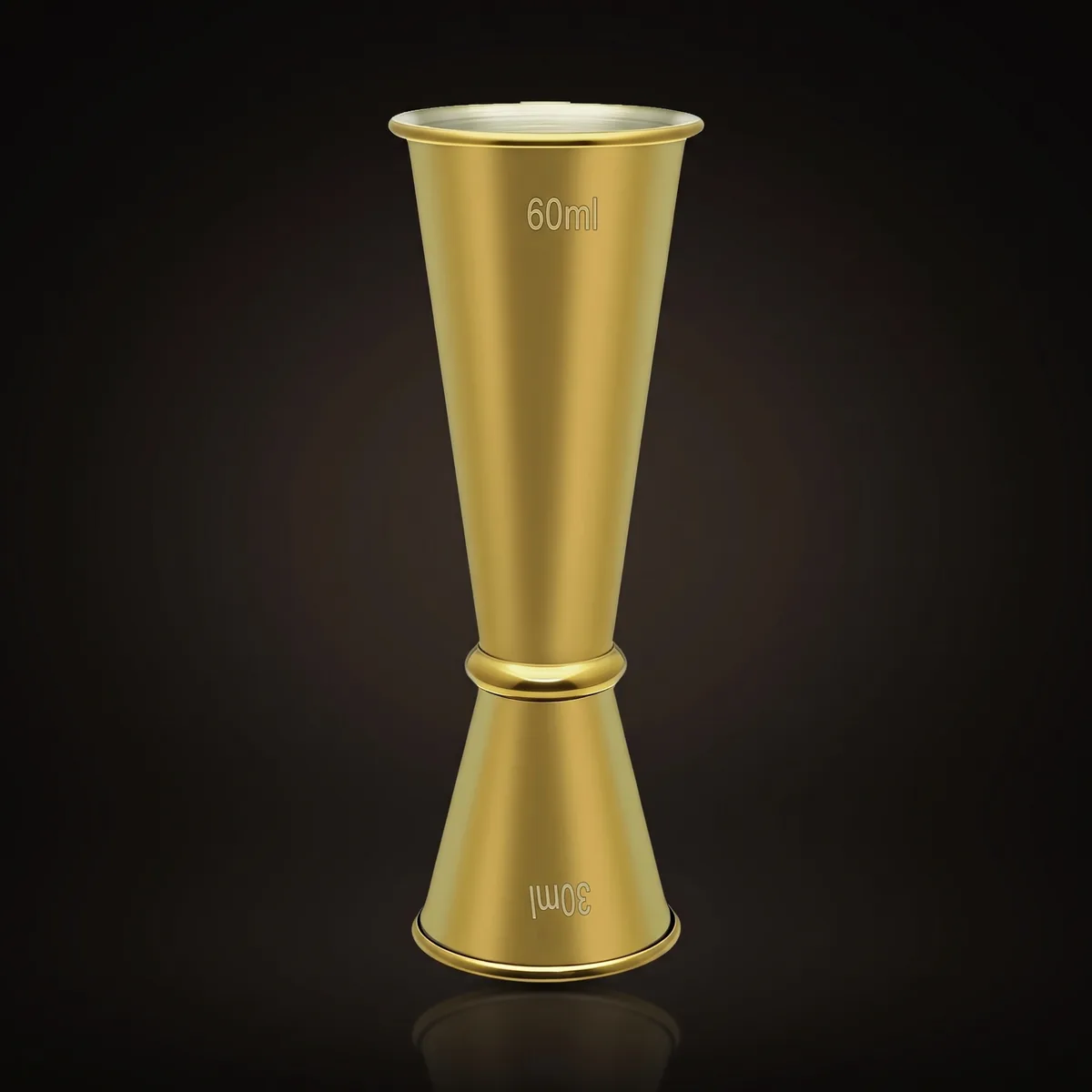 Graduated Japanese jigger 30/60 ml, gold, front view
