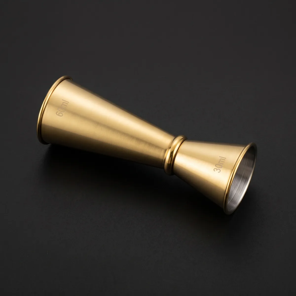 Graduated Japanese jigger 30/60 ml, gold, top view