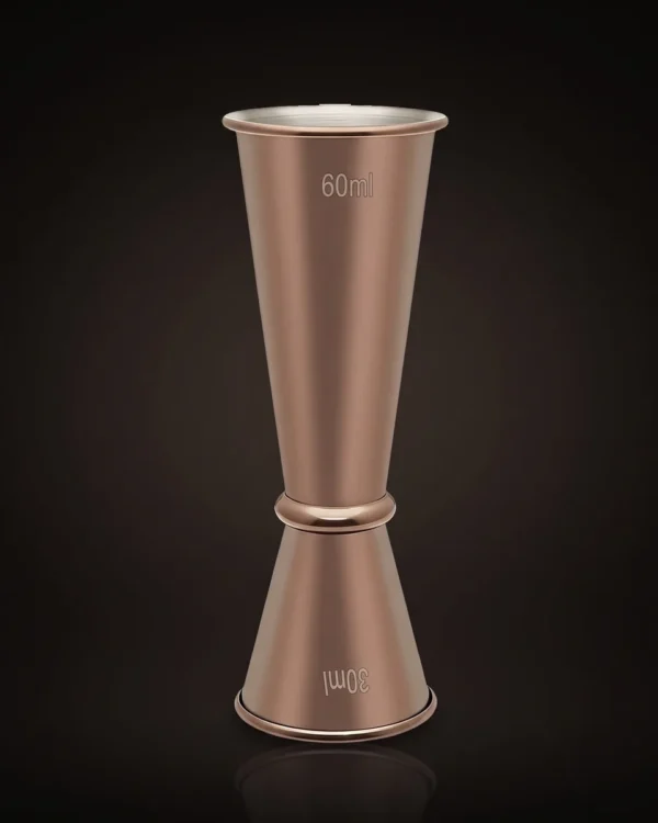 Graduated Japanese jigger 30/60 ml, rose gold, front view