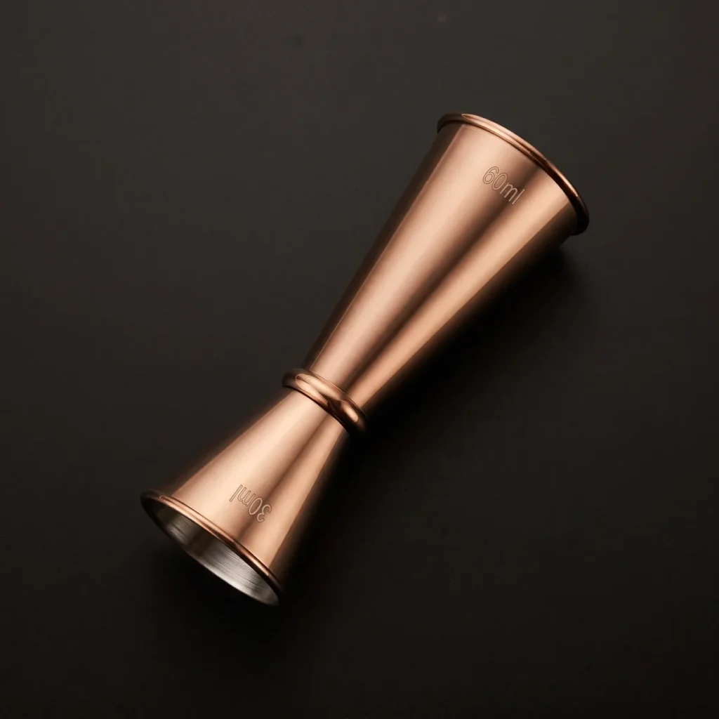 Graduated Japanese jigger 30/60 ml, rose gold, top view
