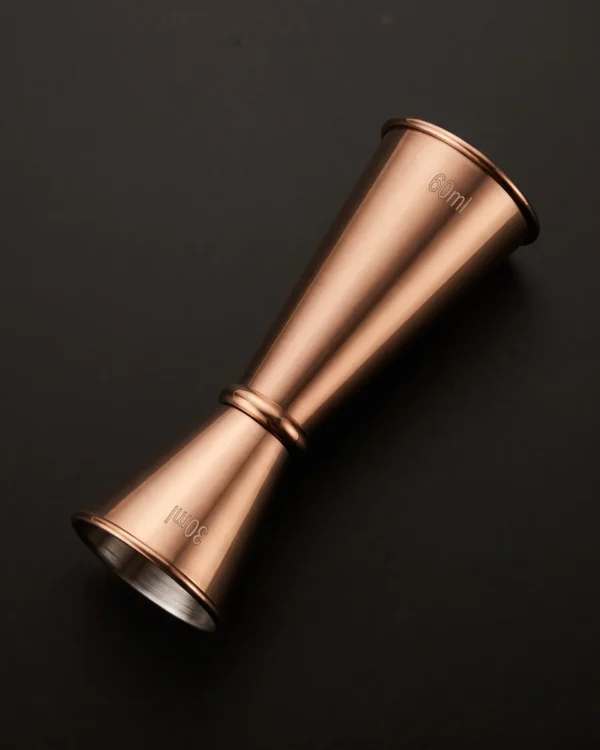 Graduated Japanese jigger 30/60 ml, rose gold, top view