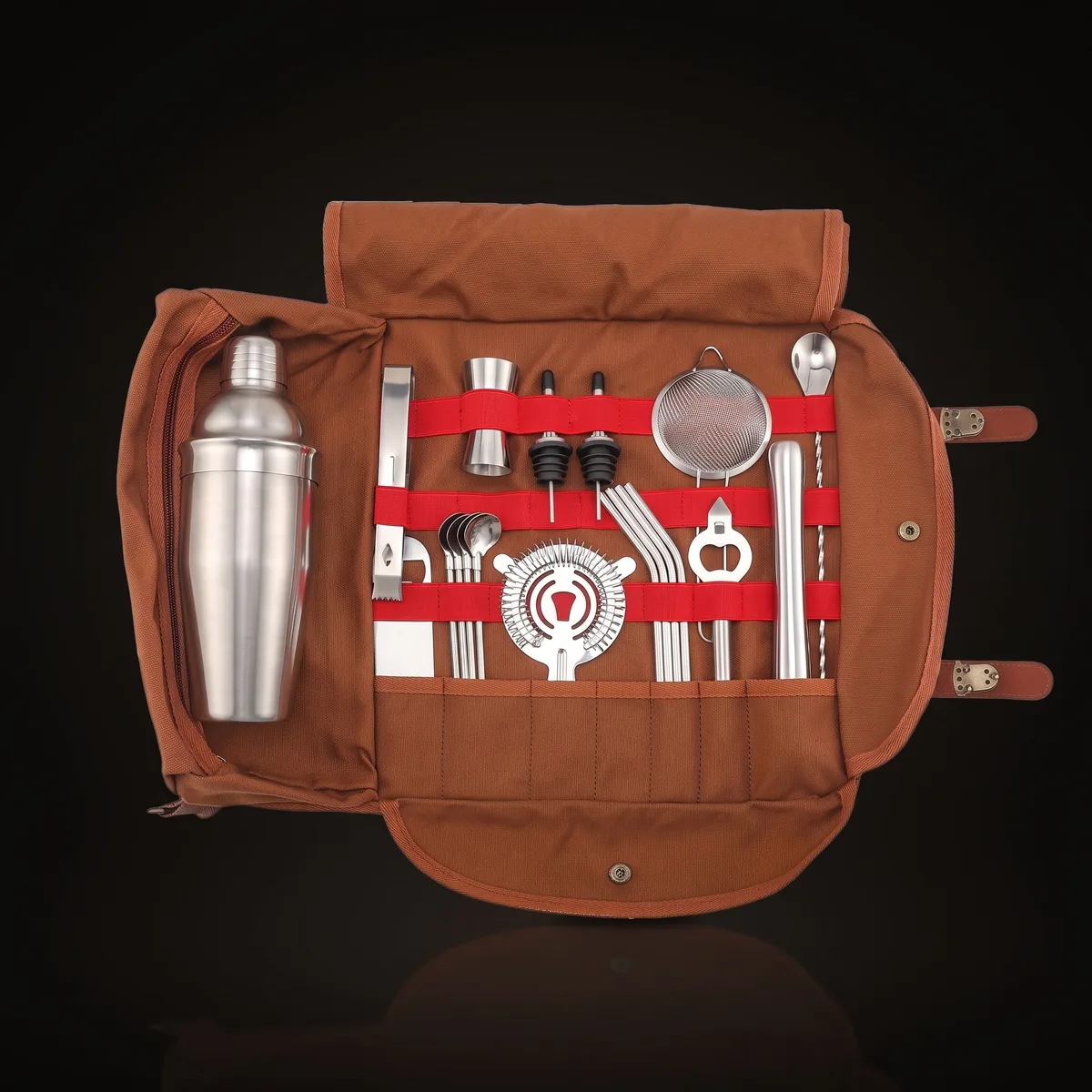 Travel bartender kit 20 pieces, 750 ml, front view