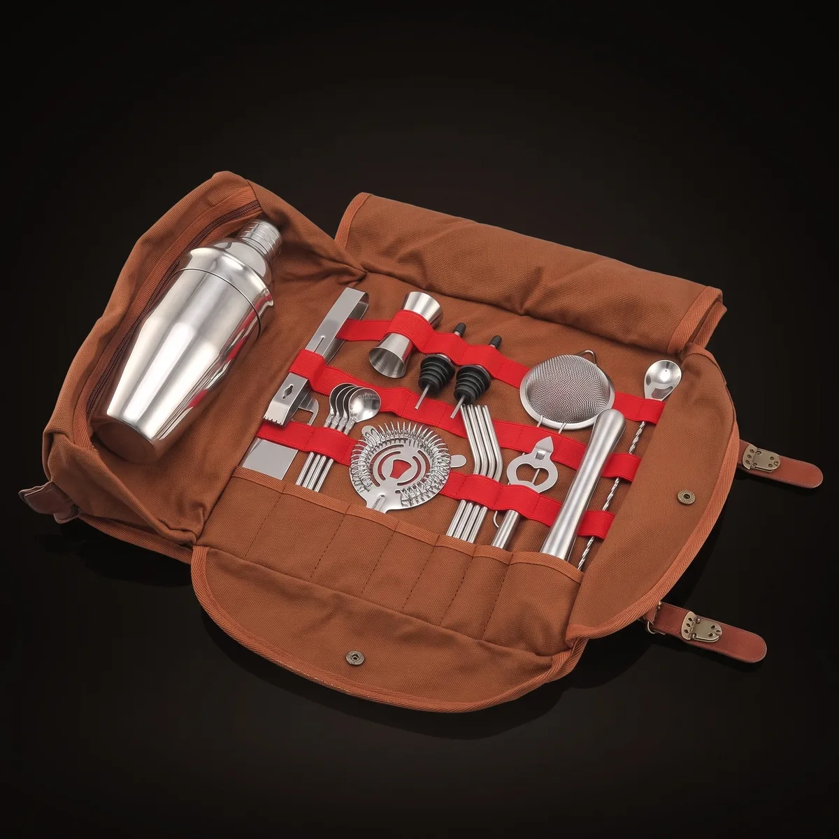 Travel bartender kit 20 pieces, 750 ml, three-quarter view