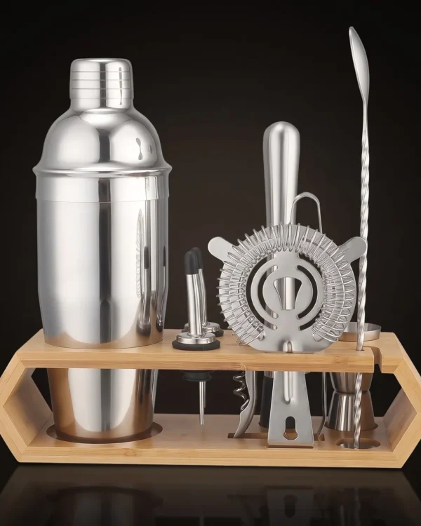 Cocktail kit 10 pieces, hexagonal stand, 750 ml, front view