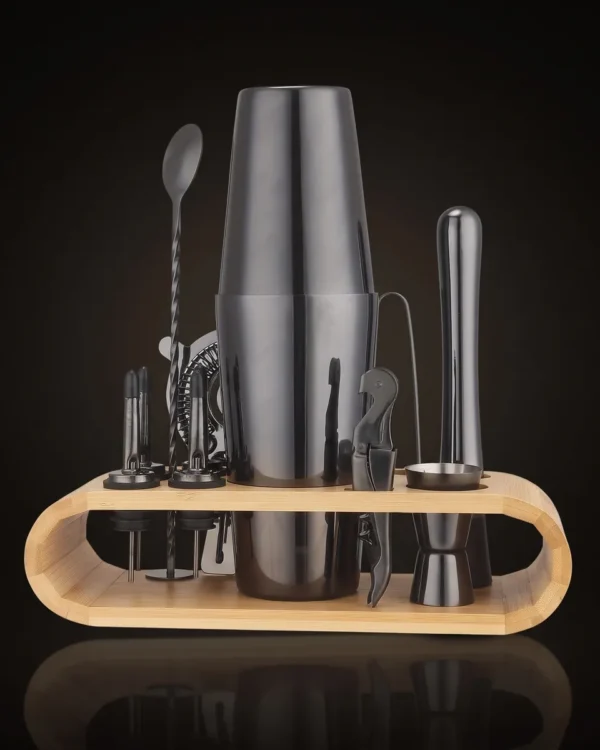 Cocktail kit 12 pieces, black, Boston, front view