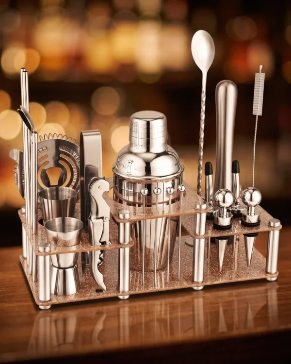 Cocktail kit 22 pieces, two-tier stand, 350 ml, on a bar counter