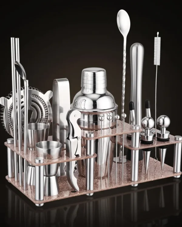 Cocktail kit 22 pieces, two-tier stand, 350 ml, three-quarter view