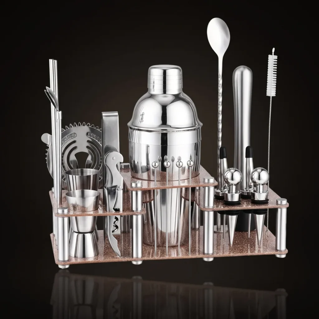 Cocktail kit 22 pieces, two-tier stand, 550 ml, front view