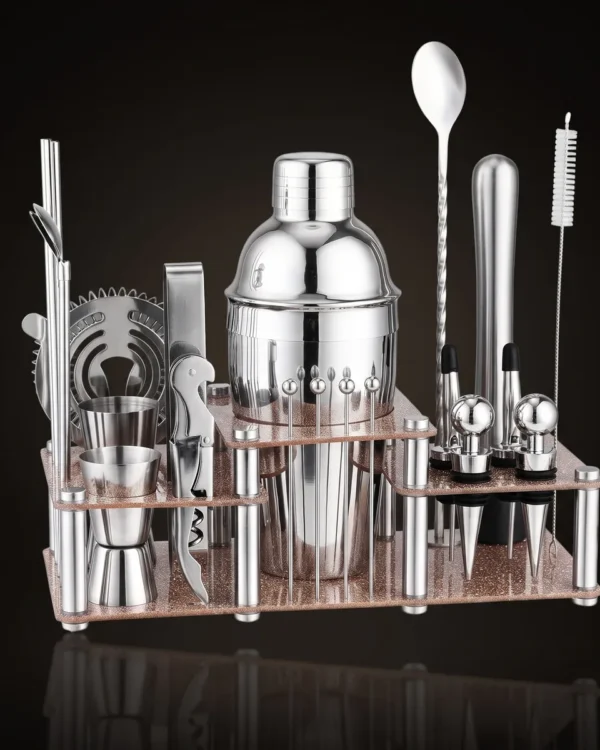 Cocktail kit 22 pieces, two-tier stand, 550 ml, front view