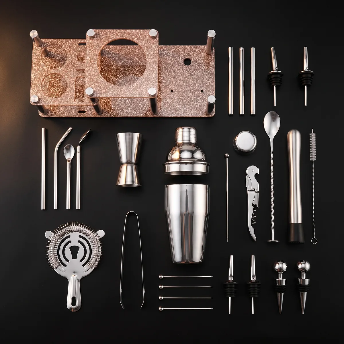 Cocktail kit 22 pieces, two-tier stand, 550 ml, top view