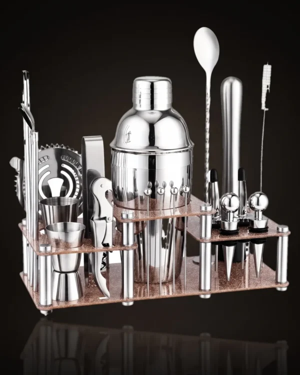 Cocktail kit 22 pieces, two-tier stand, 550 ml, three-quarter view