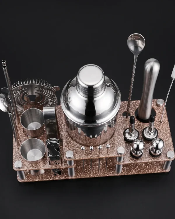 Cocktail kit 22 pieces, two-tier stand, 750 ml, top view