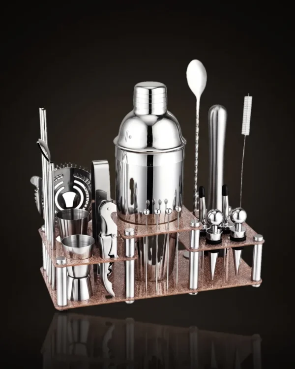 Cocktail kit 22 pieces, two-tier stand, 750 ml, three-quarter view