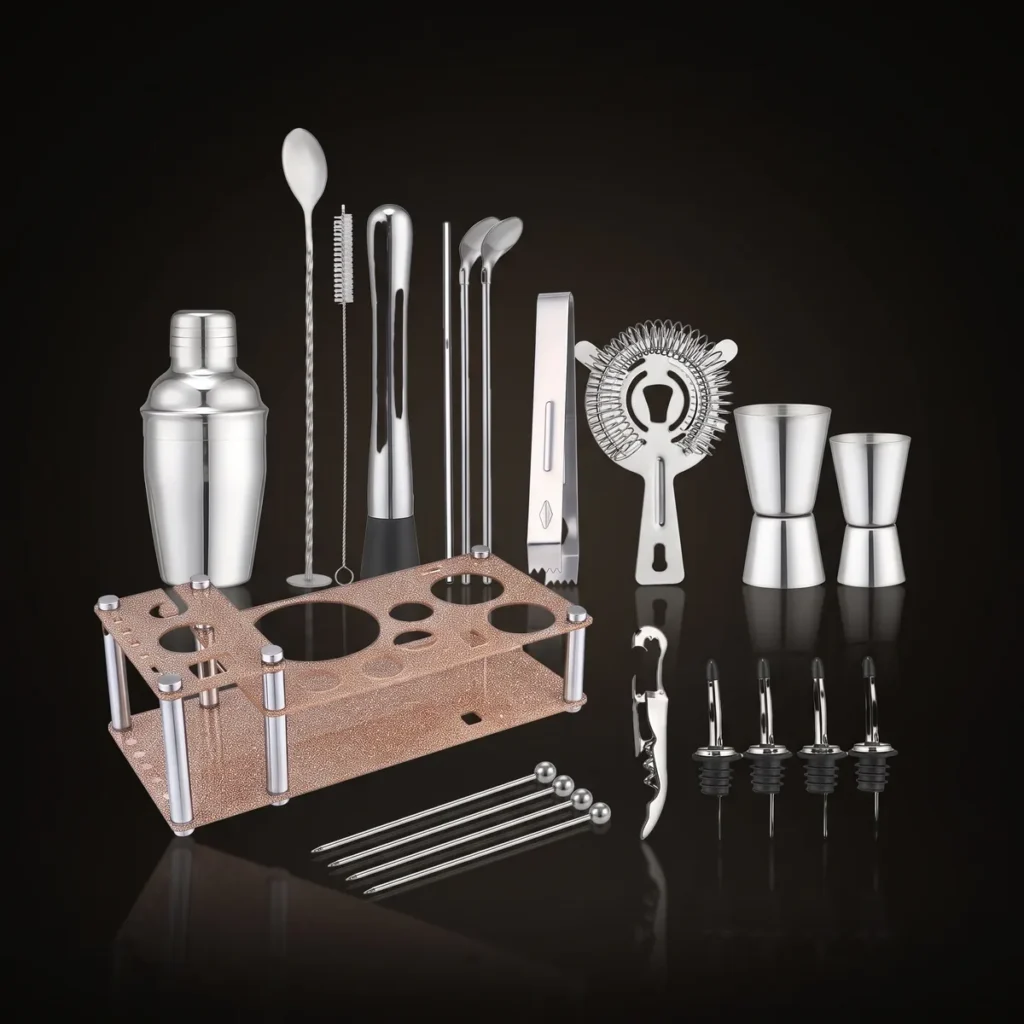 Cocktail kit 22 pieces, display stand, 350 ml, front view