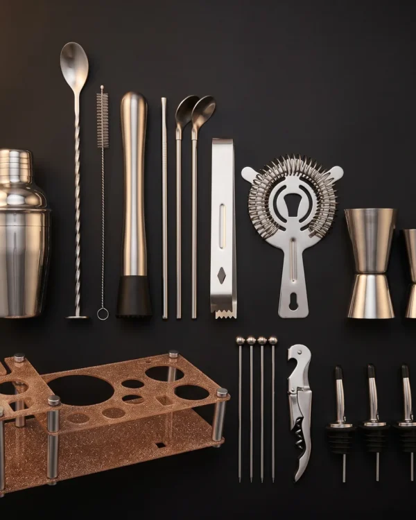 Cocktail kit 22 pieces, display stand, 350 ml, top view