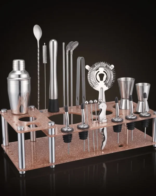 Cocktail kit 22 pieces, display stand, 350 ml, three-quarter view