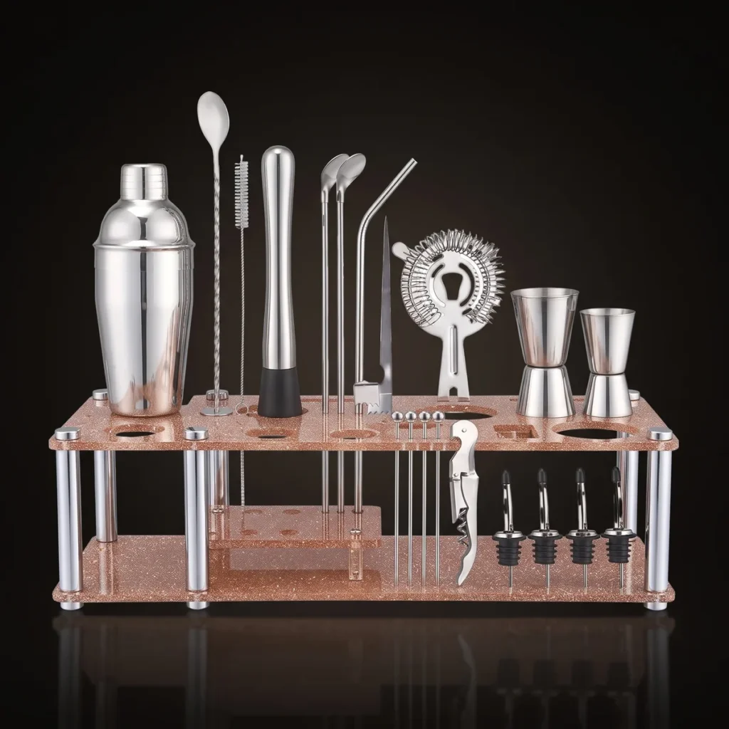Cocktail kit 22 pieces, display stand, 550 ml, front view