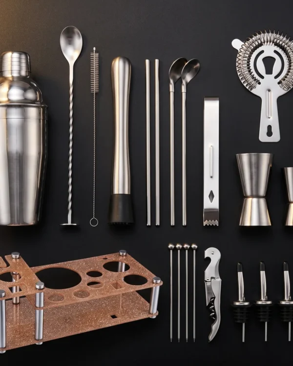 Cocktail kit 22 pieces, display stand, 550 ml, top view