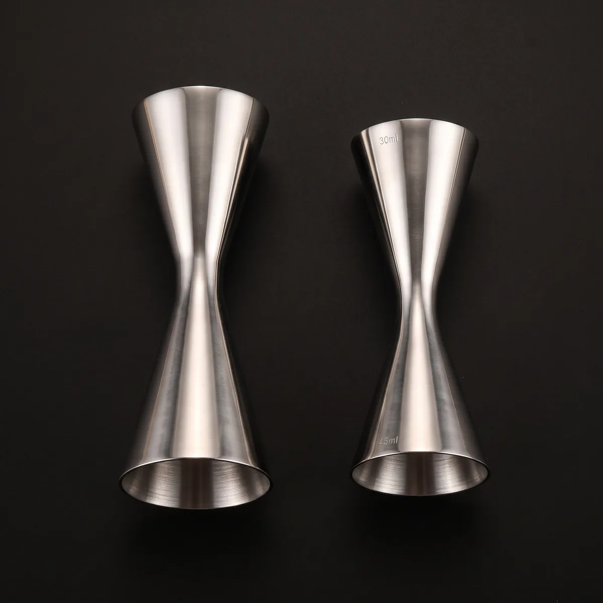 Set of 2 Japanese jiggers 30/60 and 30/45 ml, top view