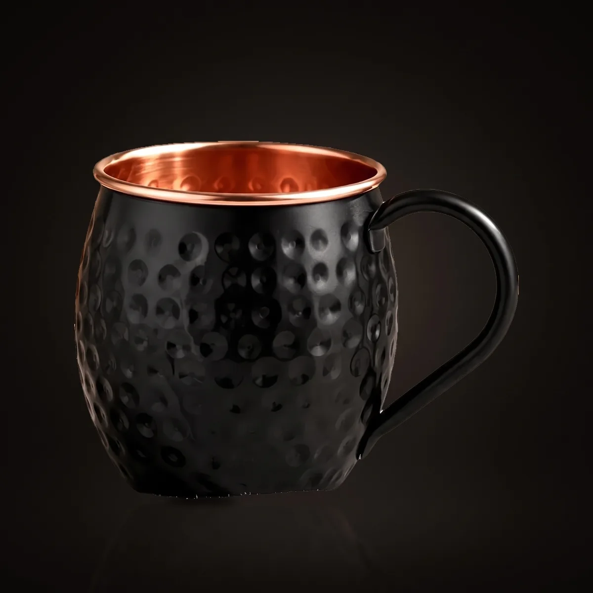 Black copper Moscow Mule mug, front view