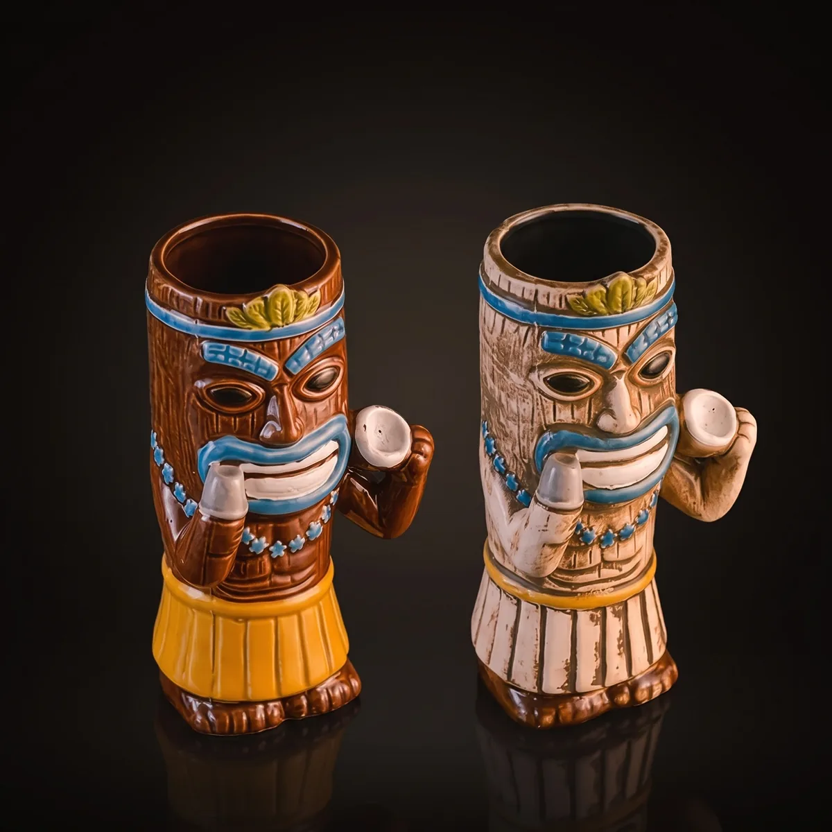 Conch tiki mugs 440 ml, set of 2, three-quarter view